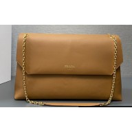 Prada Large leather shoulder bag 1BD368 Brown 2024
