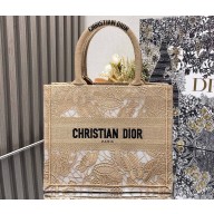 Dior Small Book Tote Bag in Beige D-Lace Butterfly Embroidery 2024