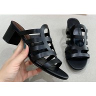 Cheap Sale Hermes Celena Sandals Black with Chaine d'Ancre