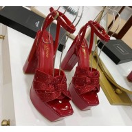 Cheap Sale Saint Laurent Platform Tribute Sandals Crystals Red