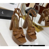 Cheap Sale Saint Laurent Platform Tribute Sandals Leather Brown
