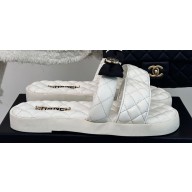 Chanel Lambskin Quilting and Bow Mules White 2024