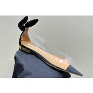 Aquazzura Bow Tie Ballets in PVC Black 2024