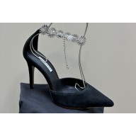 Aquazzura Heel 9.5cm Comet Pumps in Leather Suede Black 2024