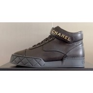 Chanel Calfskin Sneakers with Ankle Logo Top Quality Black 2024