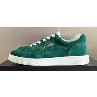 Chanel Suede Calfskin Logo Sneakers Top Quality Green 2024