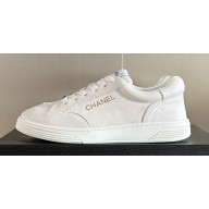 Chanel Calfskin Logo Sneakers Top Quality White 2024