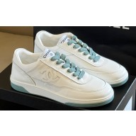Chanel CC Logo Calfskin Sneakers G39978 White/Green 2024
