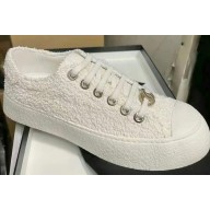 Chanel CC Logo Tweed Low-top Sneakers G45561 White 2024