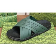 Gucci Criss-cross Rubber Women/Men Slide Sandals Green 2024