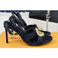 Louis Vuitton Heel 9cm LV Night Met Sandals in Satin Black 2024