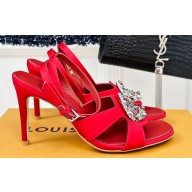 Louis Vuitton Heel 9cm LV Night Met Sandals in Satin Red 2024