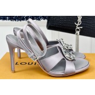 Louis Vuitton Heel 9cm LV Night Met Sandals in Satin Gray 2024