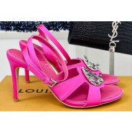 Louis Vuitton Heel 9cm LV Night Met Sandals in Satin Fuchsia 2024