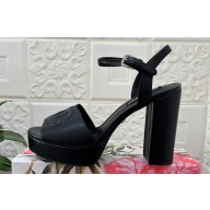 Dolce & Gabbana Heel 11.5cm Calfskin platform 2.5cm sandals Black 2024