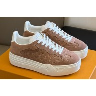 Louis Vuitton LV Groovy Platform Sneakers Monogram-debossed suede calf leather Nude Pink 2024