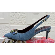 Dolce & Gabbana Heel 6.5cm Rainbow slingbacks in patchwork denim Blue 2024