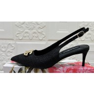 Dolce & Gabbana Heel 6.5cm Raffia slingbacks Black 2024