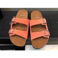 Saint Laurent Jimmy Buckled Suede Slide Sandals Pink 2024