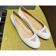Prada Patent leather ballerinas with rounded line 1F200N White 2024
