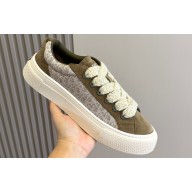 Dior B33 Women/Men Sneakers in Khaki and Cream Dior Oblique Jacquard and Khaki Suede 2024