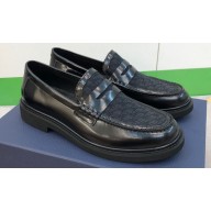 Dior Explorer Men's Loafers in Black Smooth Calfskin and Black Dior Oblique Jacquard 2024