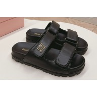 Miu Miu nappa leather slides 5XX640 Black 2024