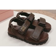 Miu Miu Sporty nappa leather sandals 5X135E Coffee 2024