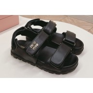 Miu Miu Sporty nappa leather sandals 5X135E Black 2024
