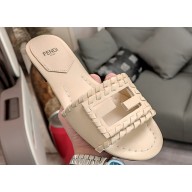 Fendi Baguette leather Slides White with lace-up details 2024