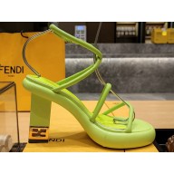 Fendi high-heeled 9cm Nappa Leather Baguette Sandals Green 2024