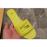 Fendi Baguette leather slides Light Green 2024