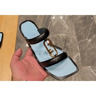 Fendi Leather O'Lock Slides Black 2024