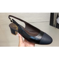 Chanel Heel 4.5cm CC Logo Calfskin Slingbacks G45566 Black 2024