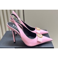 Versace Heel 10.5cm Gianni Ribbon High Slingback Pumps Patent Pink 2024