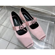 Versace Heel 2.5cm Gianni Ribbon Open Satin Ballerinas Light Pink 2024