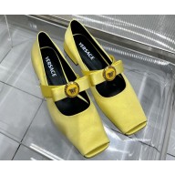 Versace Heel 2.5cm Gianni Ribbon Open Satin Ballerinas Yellow 2024