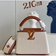 Louis Vuitton Taurillon leather and canvas Capucines Mini Bag Brown