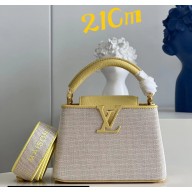 Louis Vuitton Taurillon leather and canvas Capucines Mini Bag Yellow