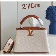Louis Vuitton Taurillon leather and canvas Capucines BB Bag M59873 Brown