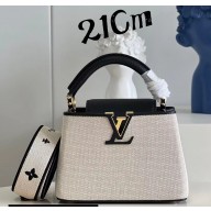 Louis Vuitton Taurillon leather and canvas Capucines Mini Bag Black