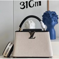 Louis Vuitton Taurillon leather and canvas Capucines MM Bag M59872 Black