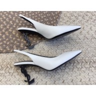 Saint Laurent Heel 8.5cm Opyum slingback Pumps in leather White