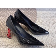 Saint Laurent Heel 8.5cm Opyum Pumps in patent leather 484160 Black/Red