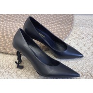 Saint Laurent Heel 8.5cm Opyum Pumps in leather 484160 Black