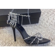 Saint Laurent Heel 10cm Alex Evening Chain Sandals In Lacquered Ayers 2024