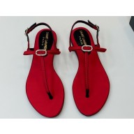 Saint Laurent jackie flat sandals in satin crepe 763491 Red 2024