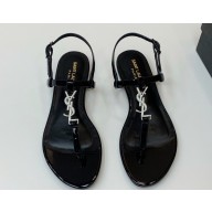 Saint Laurent cassandra sandals in patent leather 659817 Black/Crystal 2024