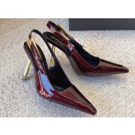 Saint Laurent Heel 11cm lee slingback pumps in patent leather 763421 Burgundy 2024