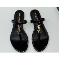 Saint Laurent cassandra slides in patent leather 776081 Black/Gold 2024